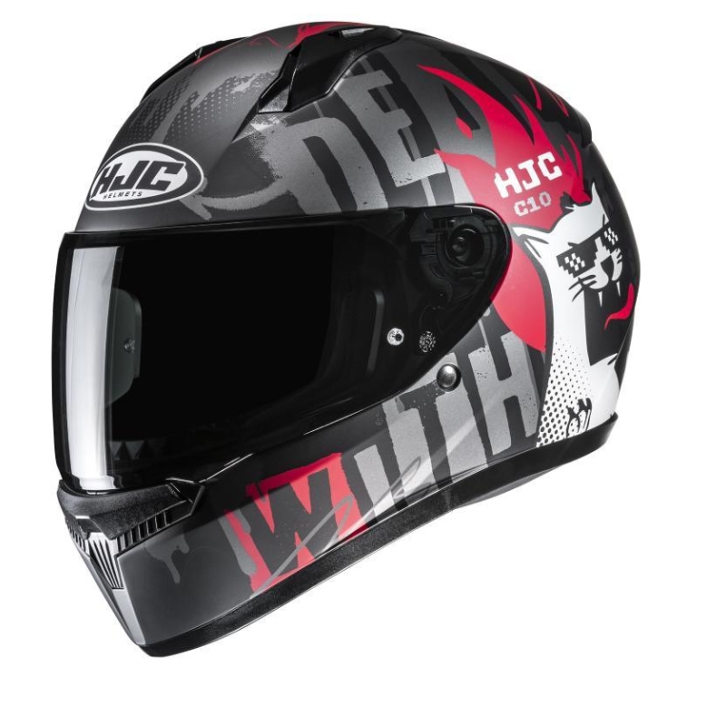 Casco Integrale Hjc C10 FOP Nero Grigio Rosso Opaco