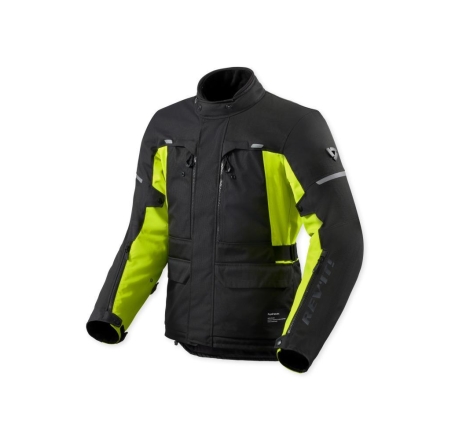 Giacca moto in tessuto Rev'it Outback 5 H2O Argento Nero Giallo Neon