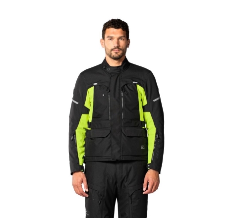 Giacca moto in tessuto Rev'it Outback 5 H2O Argento Nero Giallo Neon