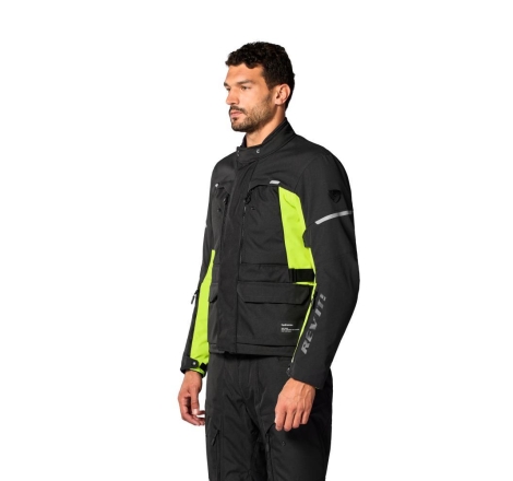 Giacca moto in tessuto Rev'it Outback 5 H2O Argento Nero Giallo Neon