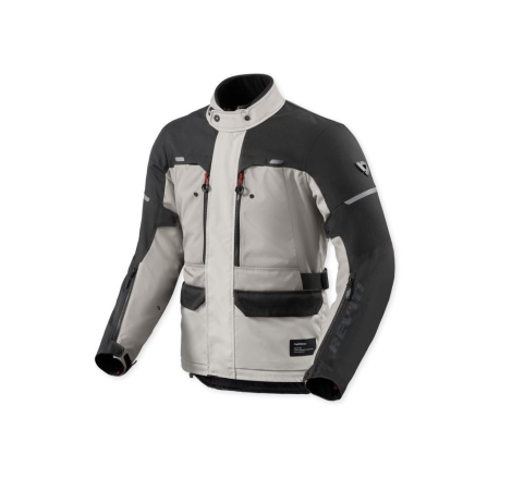 Giacca moto in tessuto Rev'it Outback 5 H2O Argento Nero