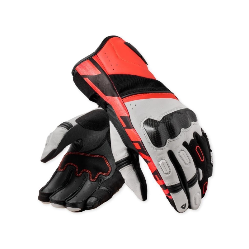 Guanti Moto Tessuto Rev'it RSR 5 Bianco Neon Rosso