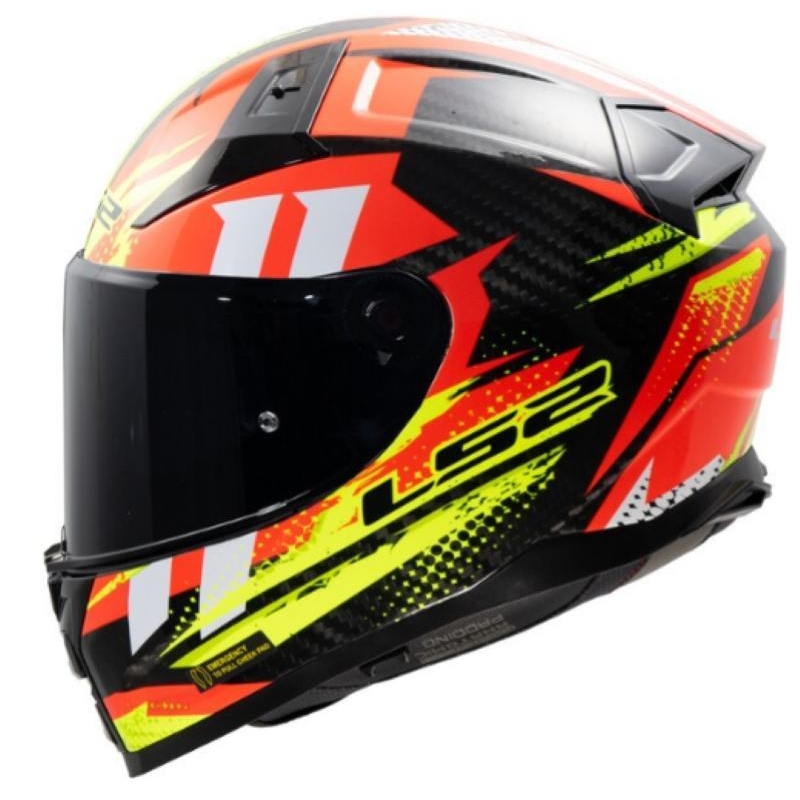 Casco Integrale LS2 FF811 Vector II Tantic Carbonio Rosso H-V Giallo Lucido