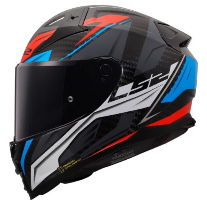 Casco Integrale LS2 FF811 Vector II Savage Carbonio Bianco Rosso Blu Lucido