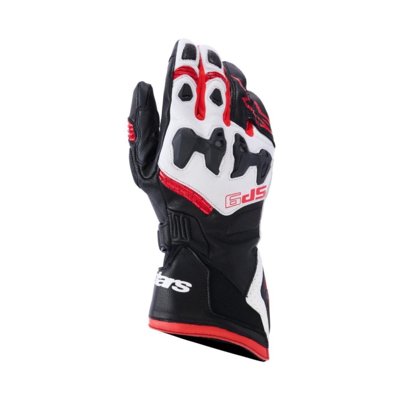 Guanti Alpinestars Sp-9 in Pelle Nero Bianco Rosso