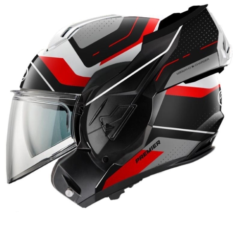 Casco Modulare Premier X-Charger JU8BM Grigio Rosso Nero Opaco