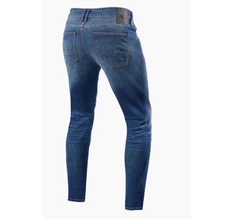 Pantaloni Jeans Rev'it Carlin Sk Corto con Protezioni Taglio Stretto Blu Medio Slavato