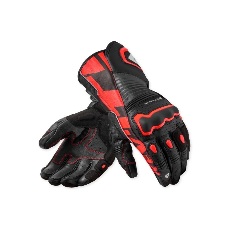 Guanti Moto Pelle Rev'it Aragon 3 Nero Neon Rosso