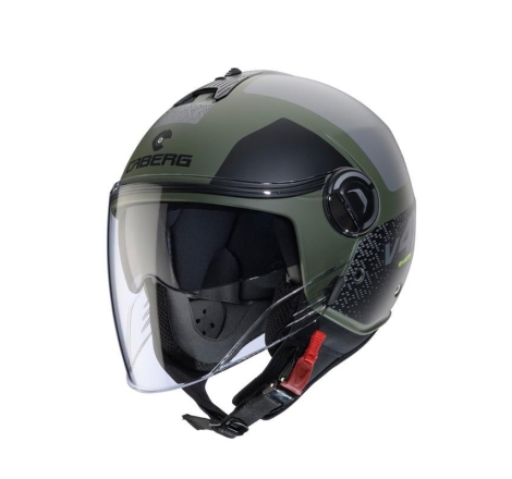 Casco Jet Caberg Riviera V4 X Alpha Verde Militare Nero Grigio Opaco