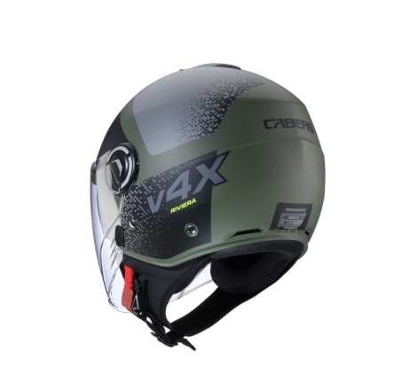 Casco Jet Caberg Riviera V4 X Alpha Verde Militare Nero Grigio Opaco