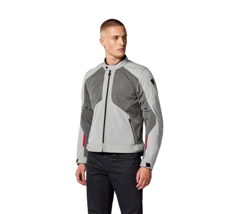 Giubbino Moto Rev'it TORQUE 3 H2O Grigio Chiaro Rosso