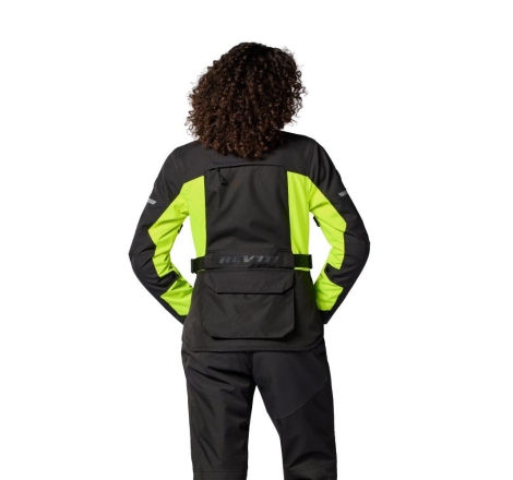 Giacca moto in tessuto Rev'it OUTBACK 5 H2O Donna 3 Strati Nero Giallo Neon