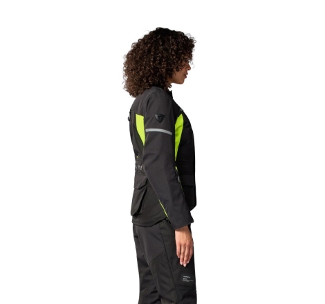 Giacca moto in tessuto Rev'it OUTBACK 5 H2O Donna 3 Strati Nero Giallo Neon