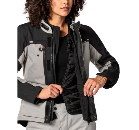 Giacca moto in tessuto Rev'it OUTBACK 5 H2O Donna 3 Strati Argento Nero