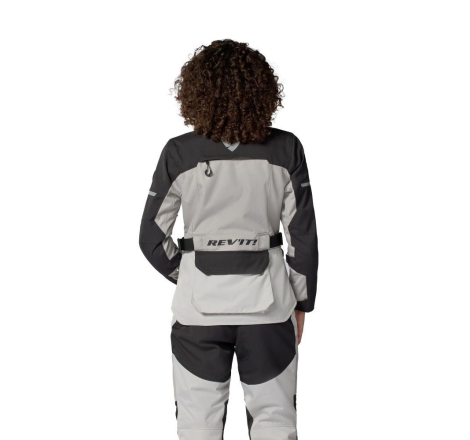 Giacca moto in tessuto Rev'it OUTBACK 5 H2O Donna 3 Strati Argento Nero