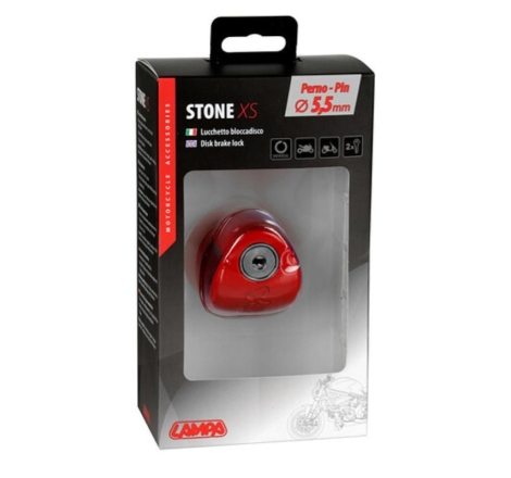 Blocca Disco Moto Lampa STONE XS Perno 5,5mm Rosso