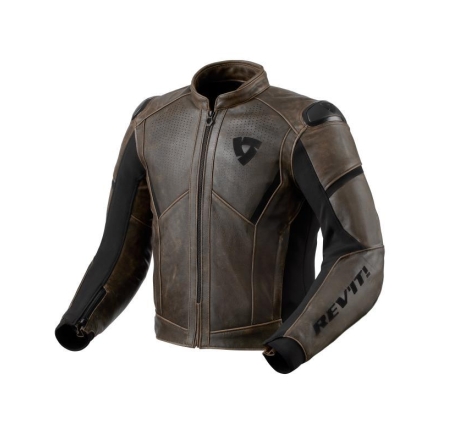 Giubbino moto Rev'it in Pelle PARALLAX Marrone