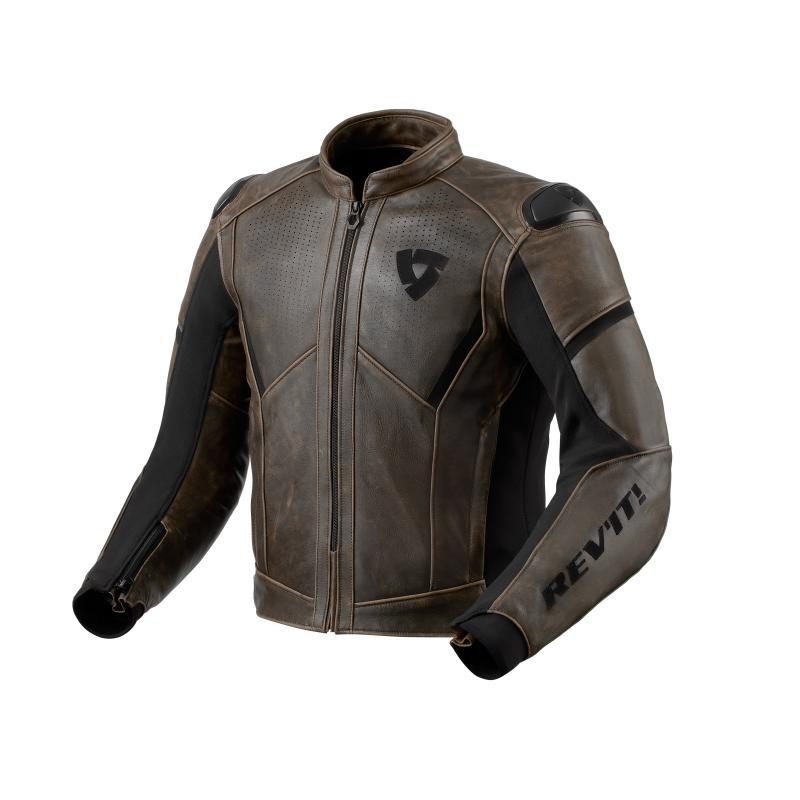 Giubbino moto Rev'it in Pelle PARALLAX Marrone