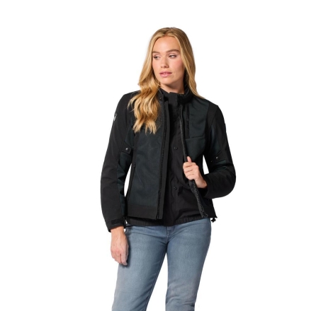 Giubbino moto in Tessuto traforato Estivo Rev'it HIGHCREST H2O Donna Nero