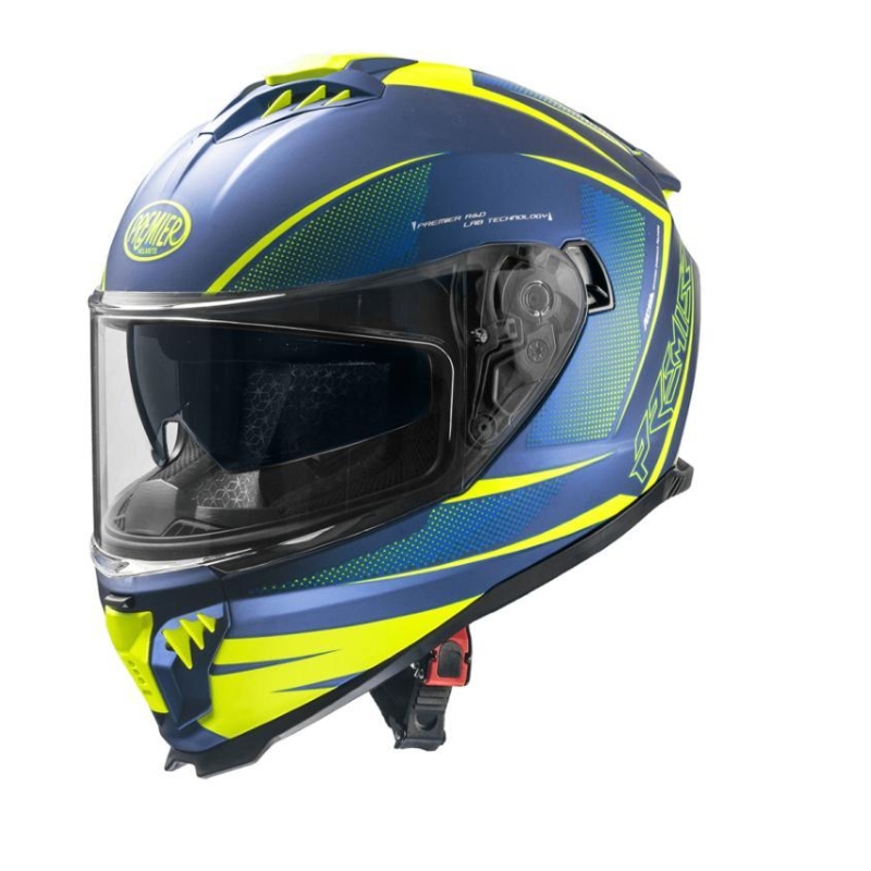 Casco Integrale Premier Typhoon FR12BM Blu Giallo Fluo Opaco