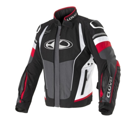 Giubbino Moto in Tessuto Clover Airblade 5 Bianco Rosso