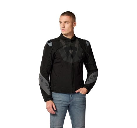 Giubbino moto in tessuto Rev'it HYPERSPEED 3 H2O Impermeabile Nero Grigio