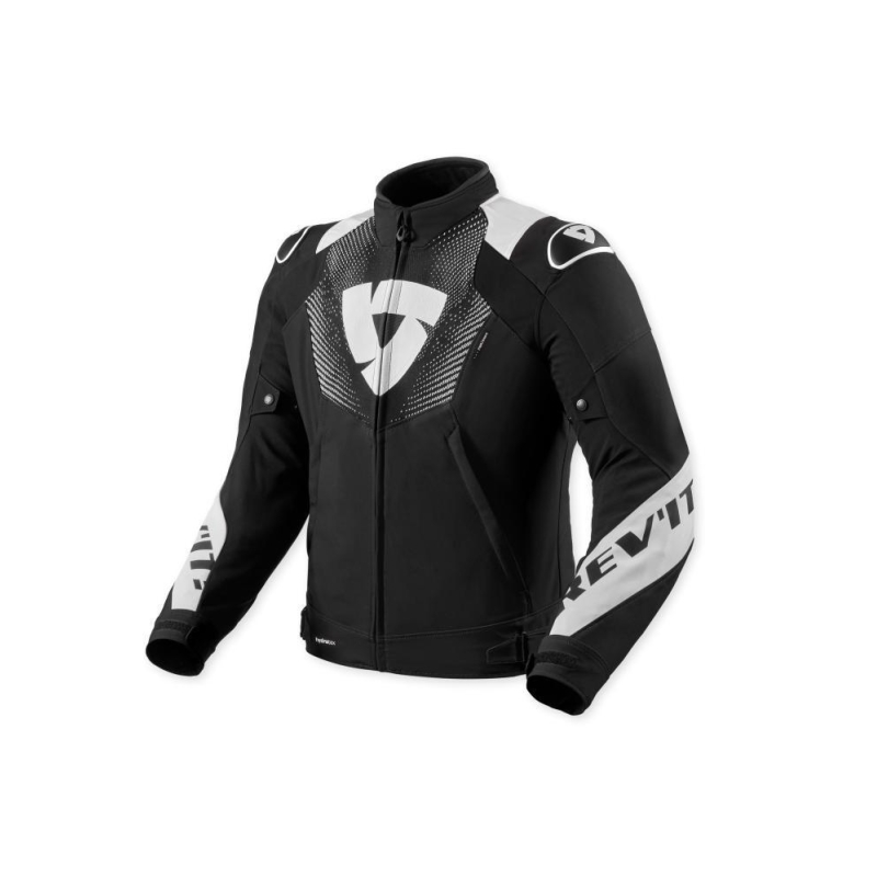 Giubbino moto in tessuto Rev'it HYPERSPEED 3 H2O Impermeabile Nero Bianco