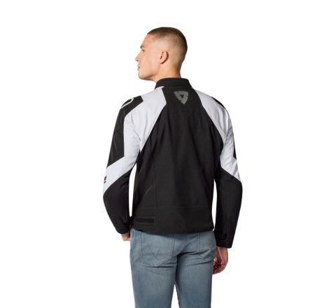 Giubbino moto in tessuto Rev'it HYPERSPEED 3 H2O Impermeabile Nero Bianco