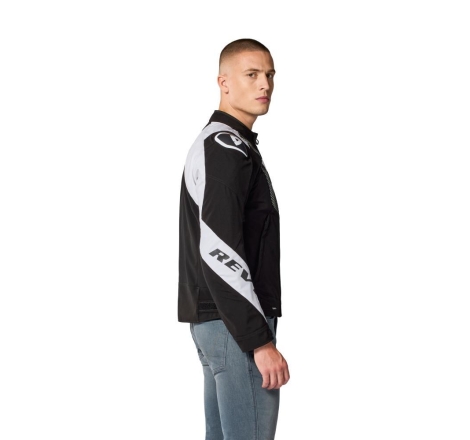 Giubbino moto in tessuto Rev'it HYPERSPEED 3 H2O Impermeabile Nero Bianco