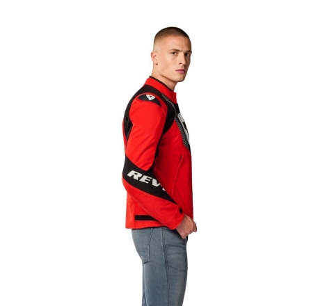 Giubbino moto in tessuto Rev'it HYPERSPEED 3 H2O Impermeabile Rosso Nero