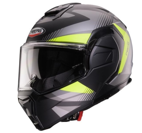 Casco Caberg Modulare TRIP LUNAR Nero Opaco Grigio Giallo Fluo