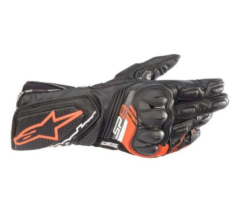 Guanti Alpinestars Sp-8 V3 in Pelle Nero Rosso Fluo