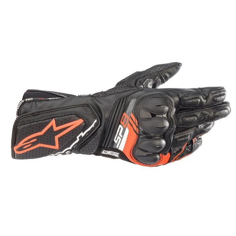 Guanti Alpinestars Sp-8 V3 in Pelle Nero Rosso Fluo