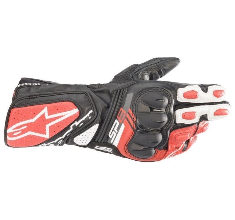 Guanti Alpinestars Sp-8 V3 in Pelle Nero Bianco Rosso