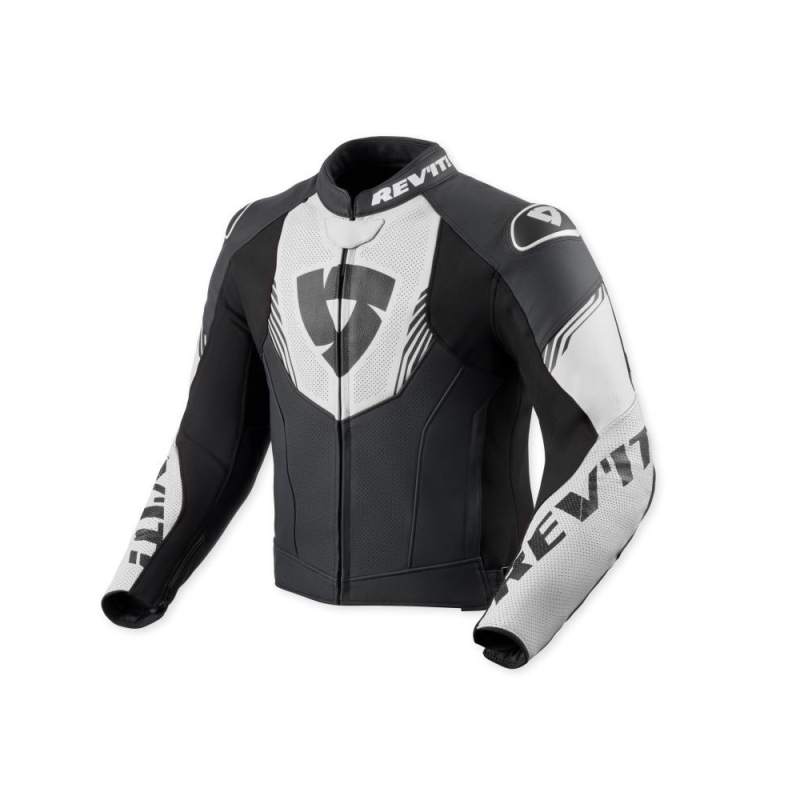 Giubbino moto Rev'it in pelle ARGON 3 Nero Bianco