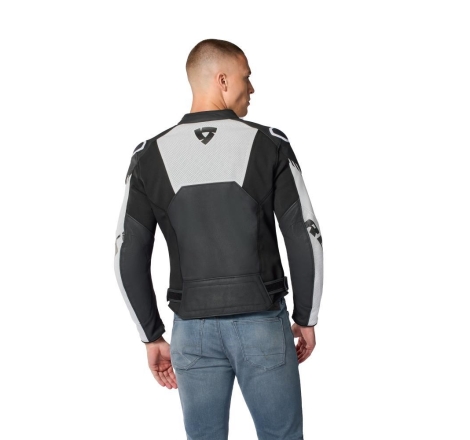 Giubbino moto Rev'it in pelle ARGON 3 Nero Bianco
