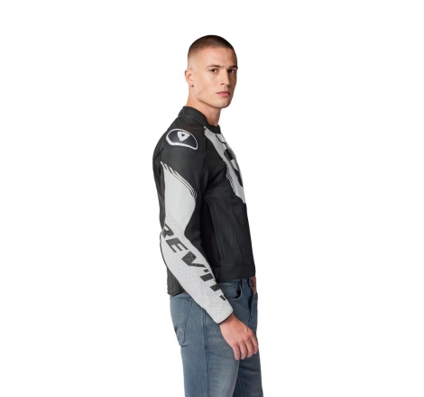 Giubbino moto Rev'it in pelle ARGON 3 Nero Bianco