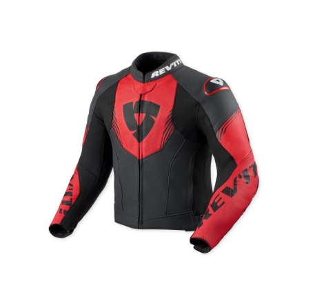 Giubbino moto Rev'it in pelle ARGON 3 Nero Neon Rosso