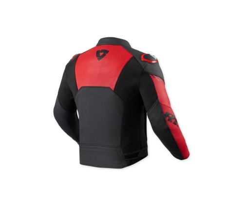 Giubbino moto Rev'it in pelle ARGON 3 Nero Neon Rosso