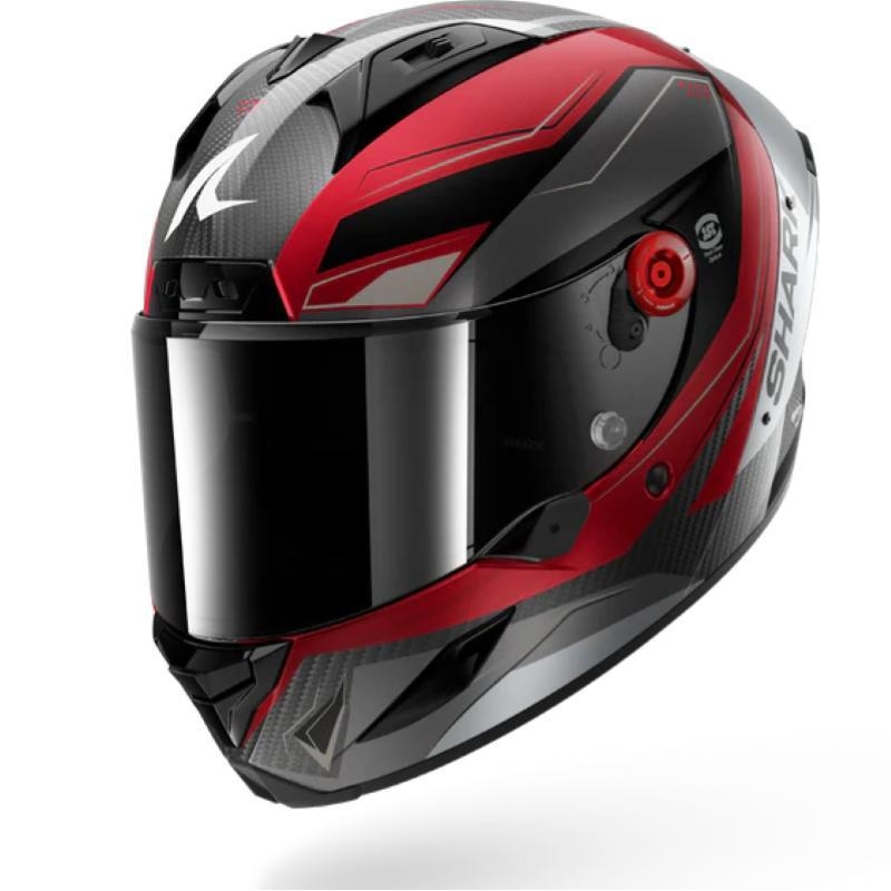 Casco Integrale Shark AERON Mekarium Carbon Rosso Carbonio Argento