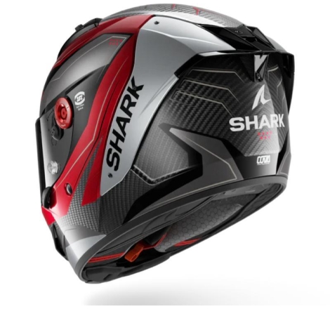 Casco Integrale Shark AERON Mekarium Carbon Rosso Carbonio Argento