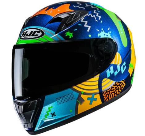 Casco Integrale Hjc Y10 MICA Azzurro Giallo Arancio