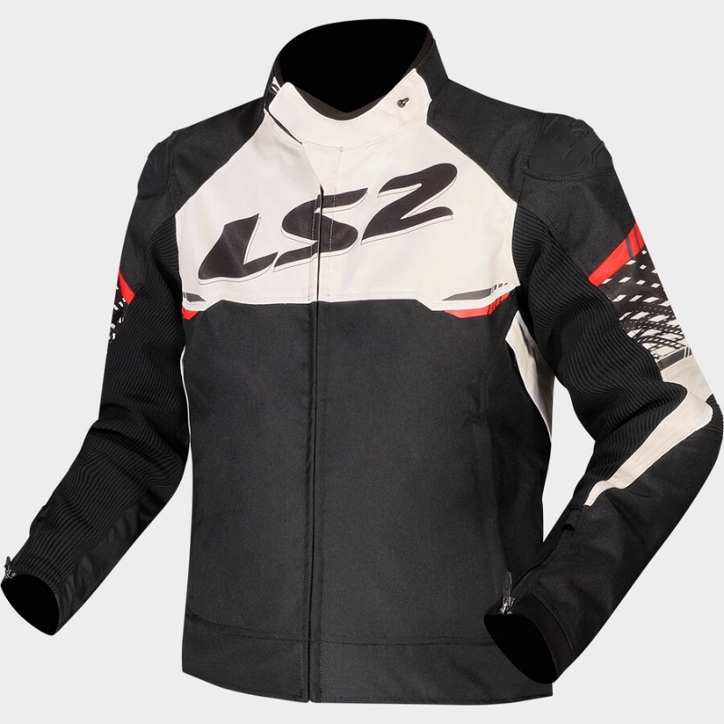 Giubbino Tessuto Ls2 APEX Impermeabile Nero Bianco Rosso