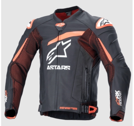 Giacca Alpinestars in Pelle GP PLUS R V4 RIDEKNIT Nero Rosso Fluo Bianco
