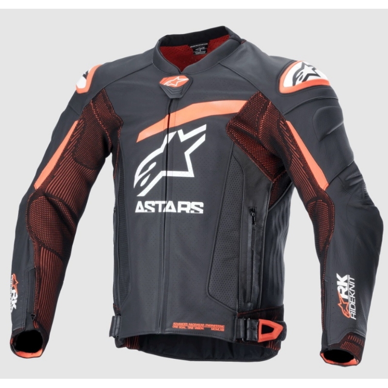 Giacca Alpinestars in Pelle GP PLUS R V4 RIDEKNIT Nero Rosso Fluo Bianco