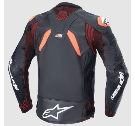Giacca Alpinestars in Pelle GP PLUS R V4 RIDEKNIT Nero Rosso Fluo Bianco