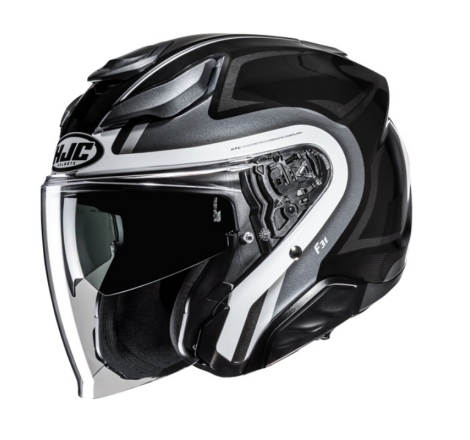 Casco Jet Hjc F31 Bask Mc5 Nero Grigio Bianco