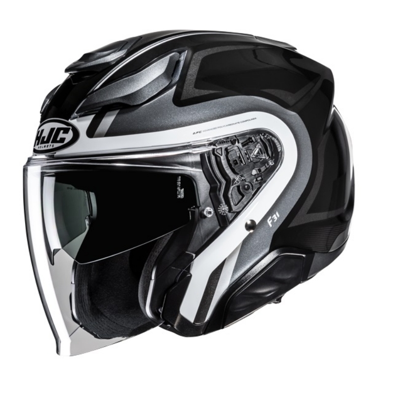 Casco Jet Hjc F31 Bask Mc5 Nero Grigio Bianco