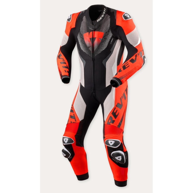 Tuta Intera Rev'it HYPERSPEED 3 Grigio Chiaro Rosso Neon