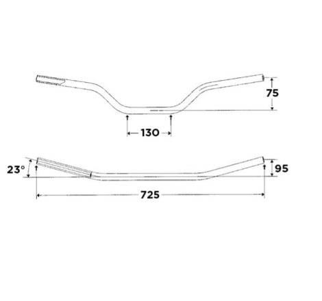 Manubrio per Moto Stradali WRP Alu-Street Piega Bassa Ø22mm Argento
